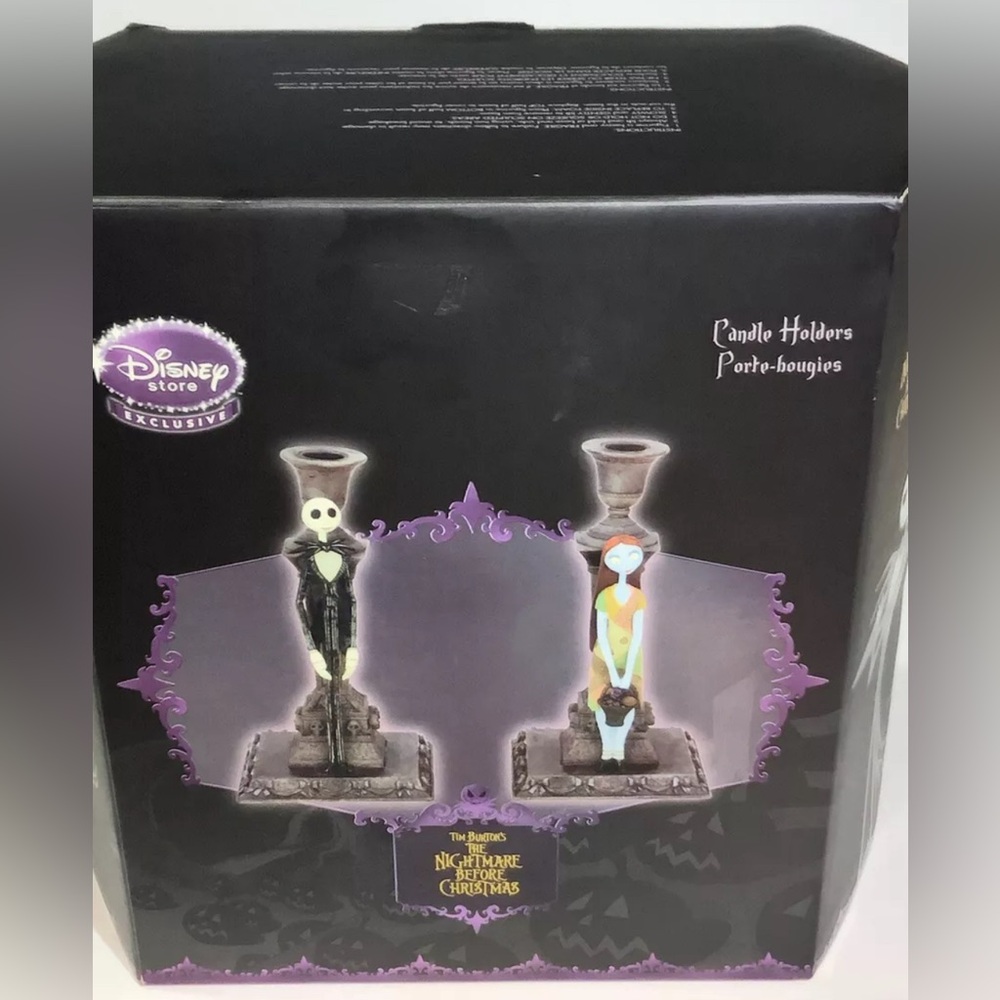 DISNEY RARE NIGHTMARE BEFORE CHRISTMAS CANDLE HOLDERS JACK & SALLY OPEN BOX